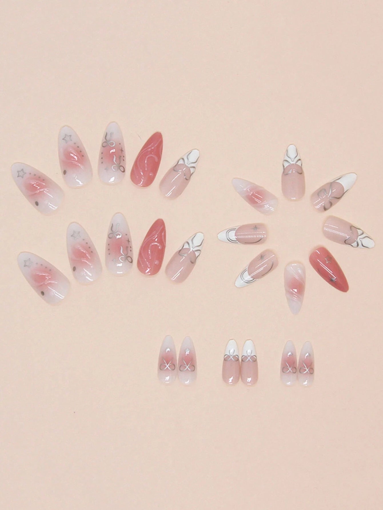 Pink Almond 3D Pressed Nails
