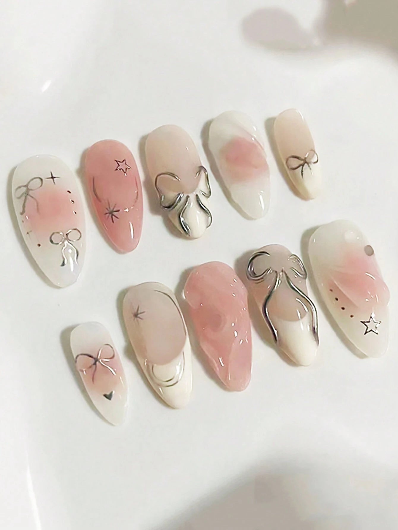 Pink Almond 3D Pressed Nails