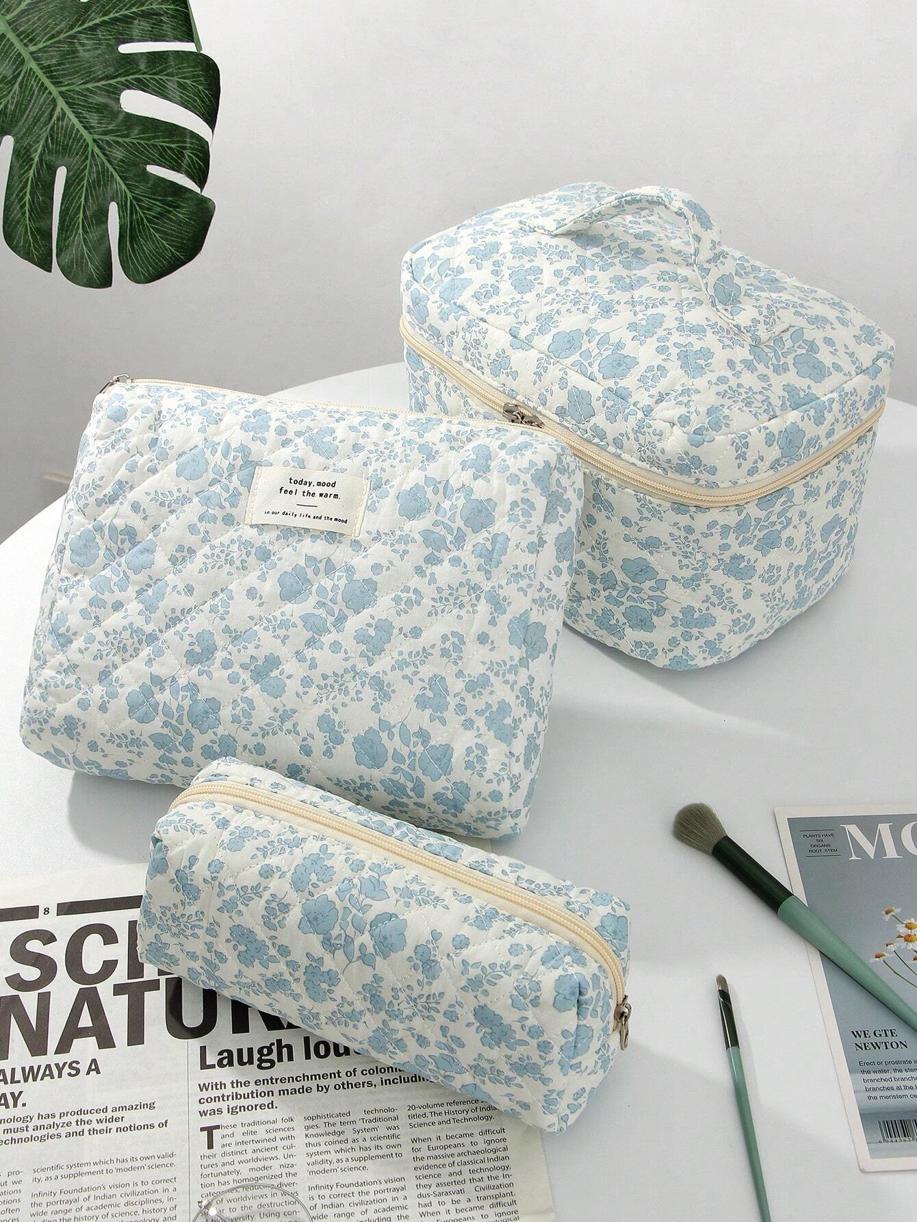 White Orchid Quilted Makeup Bag