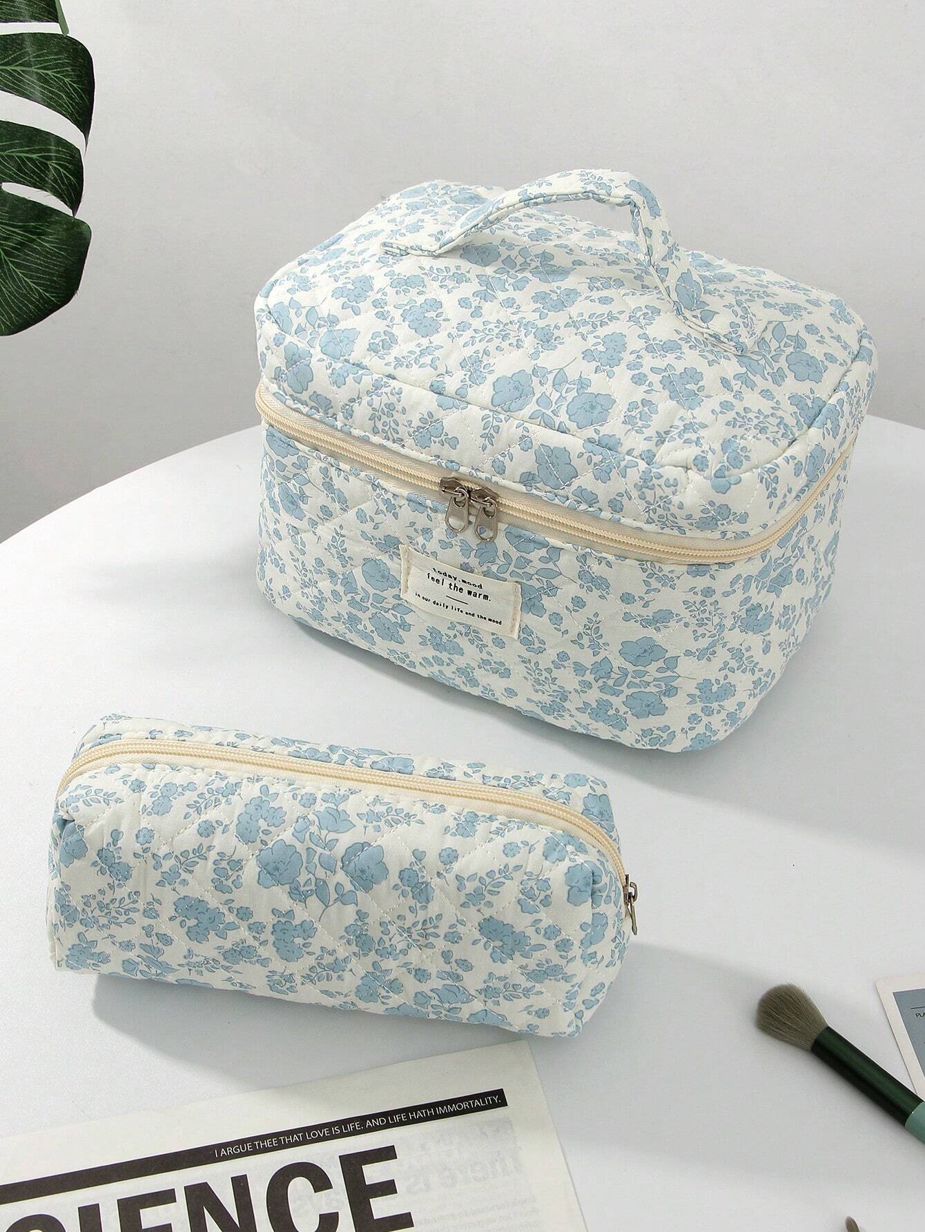 White Orchid Quilted Makeup Bag