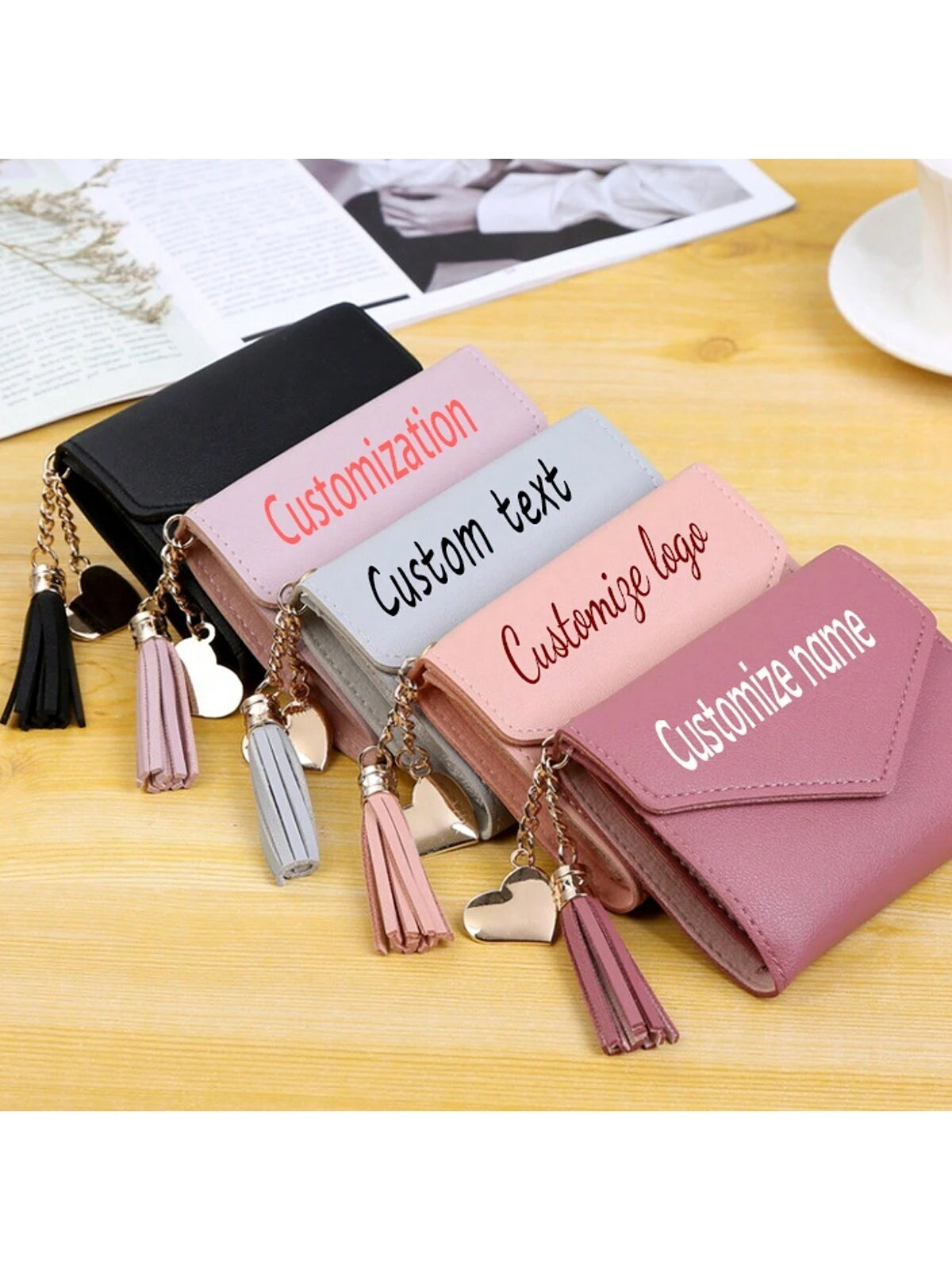 Personalized Heart Tassel Wallet