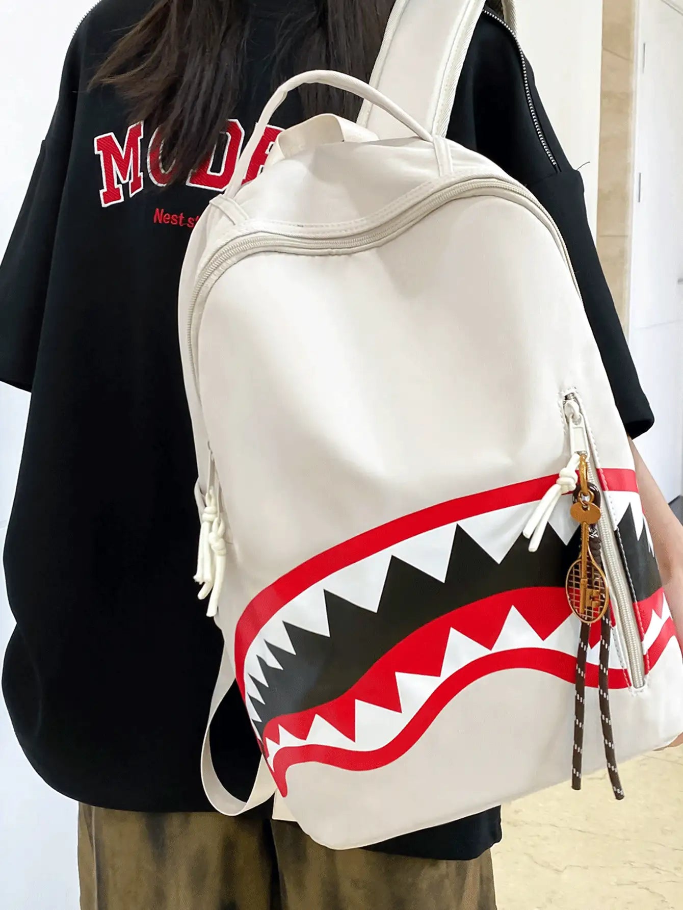Shark Print Shoulder Bag