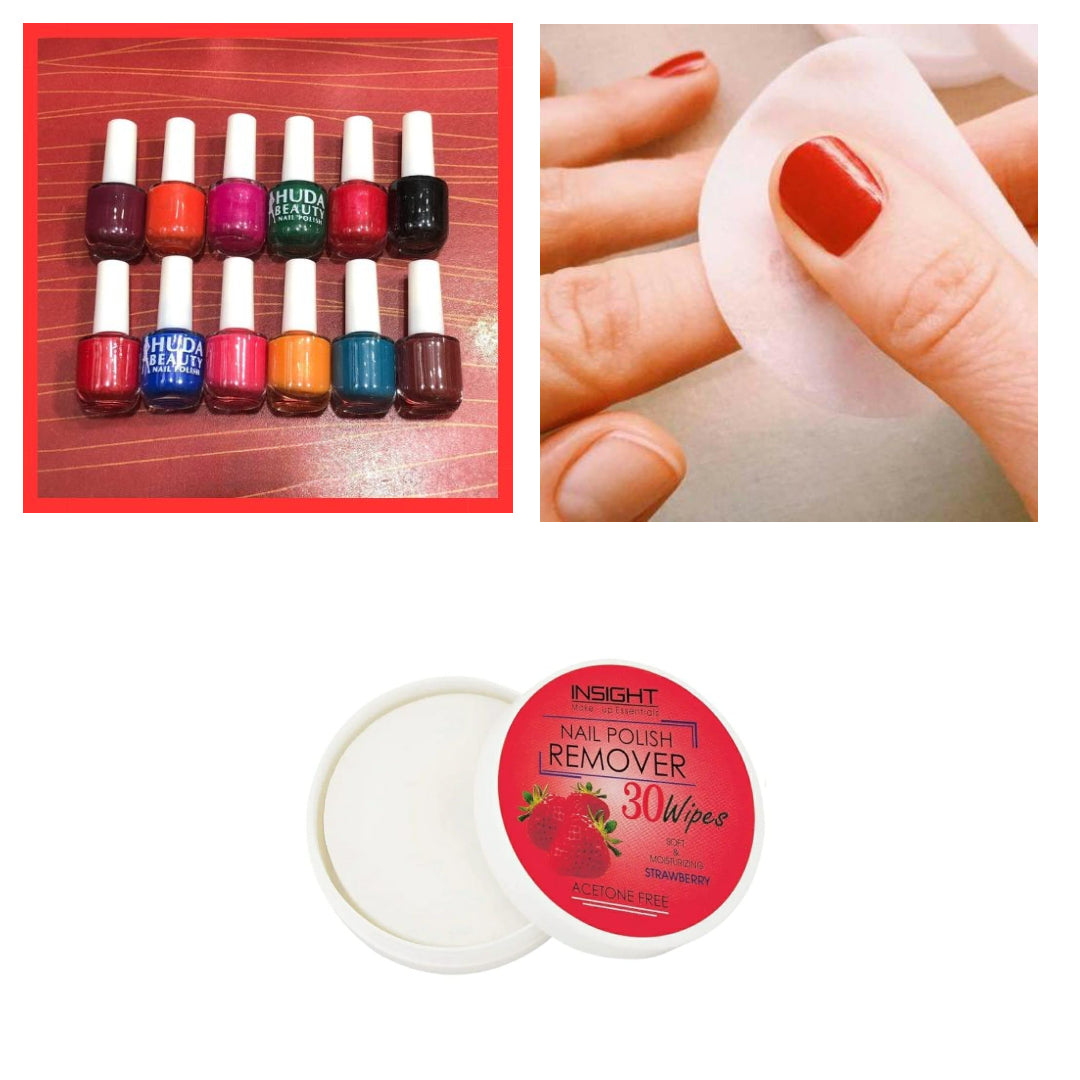 Huda Beauty Nude Nail Polish Set (6 Pcs Random Colors) With Free Nail Polish Remover
