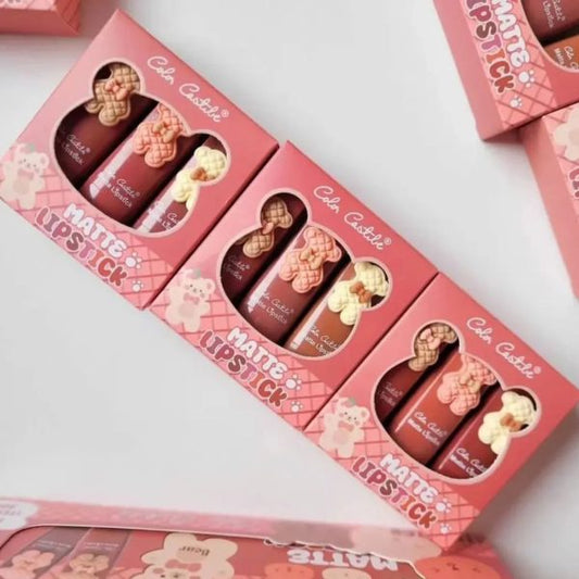 Color Castile Pack Of 3 Bear Shape Matte Lipsticks – Long-lasting, Bold & Vibrant Makeup Essential